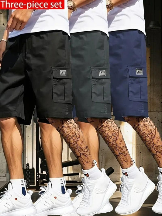 Men's Cotton Casual Cargo Shorts (Pack of 3) - Core Collection